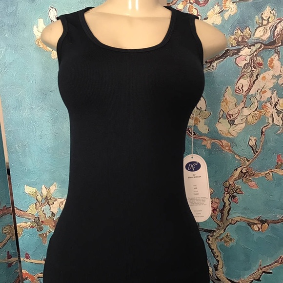Diane Gilman Tops - Diane Gilman Black Scoop Neck Ribbed Tank Top